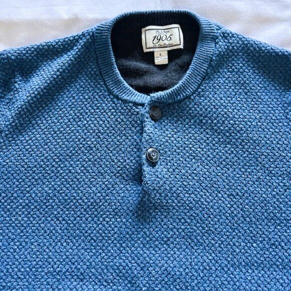 Jos A Bank Mens Sweater Jersey L Blue 100% cotton read - Picture 3 of 7